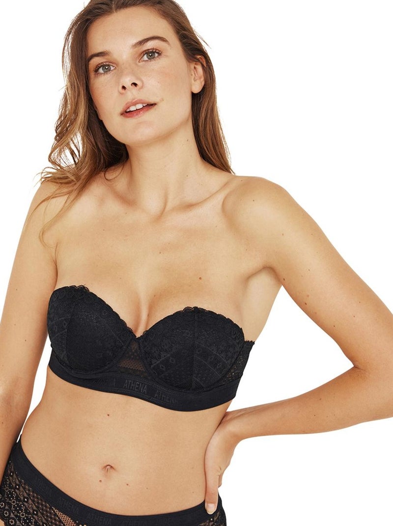 Soutien-gorge bandeau à armatures souples femme Dentelle Athena Noir - Kiabi