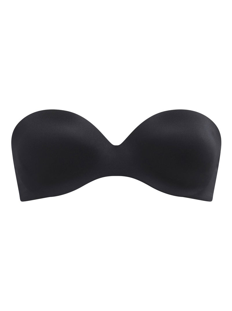 Soutien-gorge bandeau à bretelles amovibles en microfibre Traspless Core Noir - Kiabi