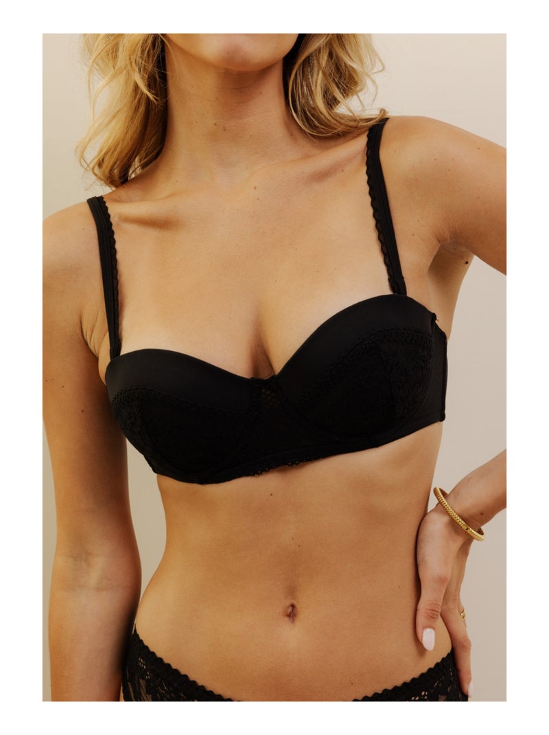 Soutien-gorge bandeau à coques Charnelle Noir - Kiabi