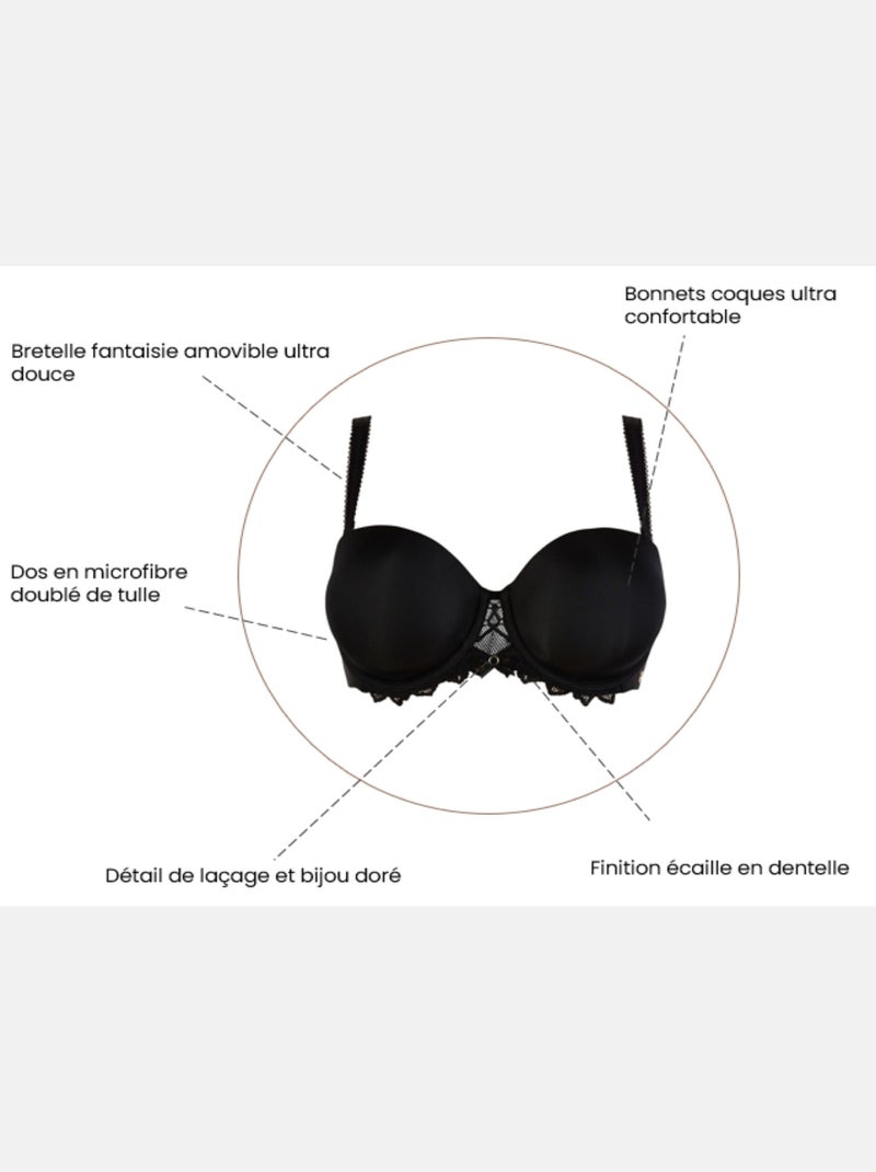 Soutien-gorge bandeau Arum Prima Sans Complexe Noir - Kiabi