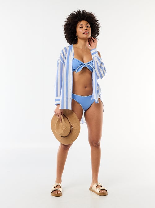 Soutien-gorge bandeau avec surpiqûres contrastées - Kiabi