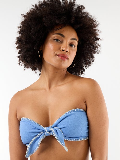 Soutien-gorge bandeau avec surpiqûres contrastées - Kiabi