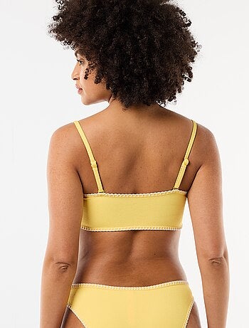 Soutien-gorge bandeau avec surpiqûres contrastées