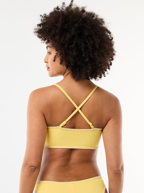 Soutien-gorge bandeau avec surpiqûres contrastées - Kiabi