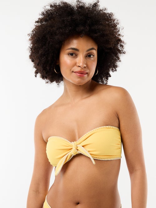 Soutien-gorge bandeau avec surpiqûres contrastées - Kiabi
