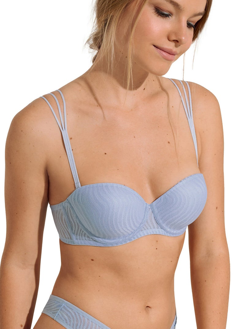 Soutien-gorge bandeau balconnet préformé Nikki Bleu ciel - Kiabi