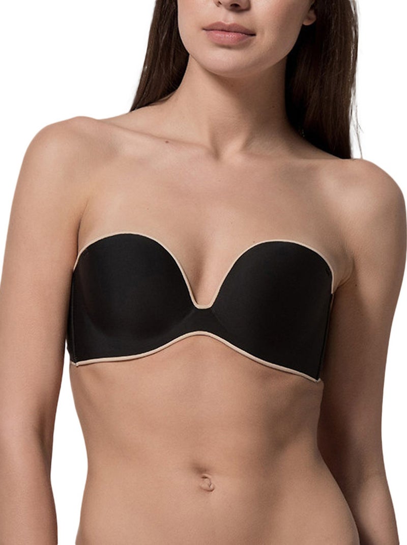 Soutien-gorge bandeau décolleté Miracle One noir Noir - Kiabi