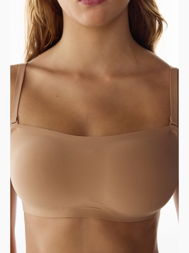 Soutien-gorge bandeau invisible rembourré penti Bronze - Kiabi