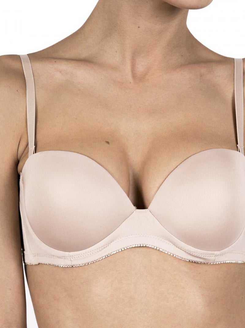 Soutien-gorge Bandeau Microfibre Beige - Kiabi