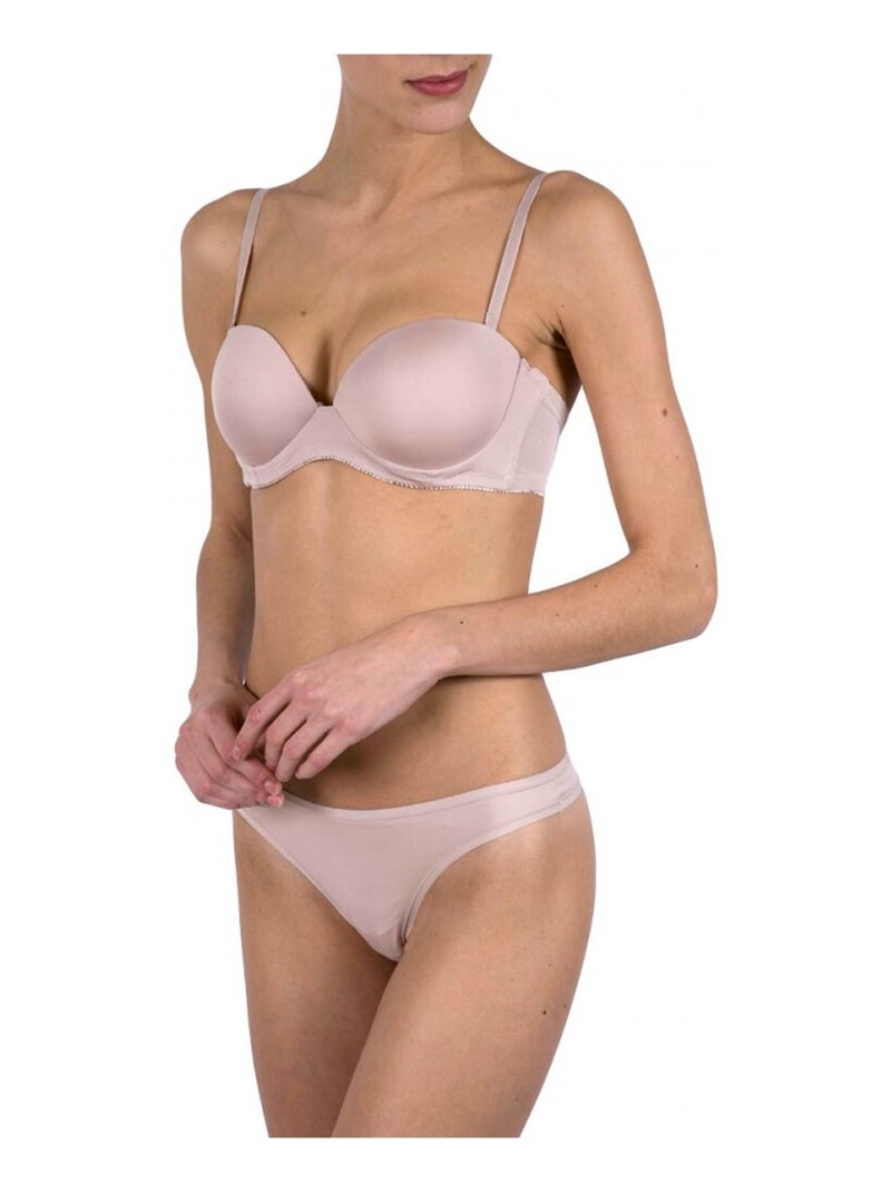 Soutien-gorge Bandeau Microfibre Beige - Kiabi
