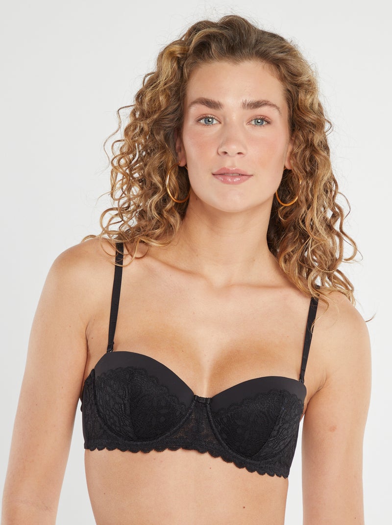 Soutien-gorge bandeau paddé Noir - Kiabi