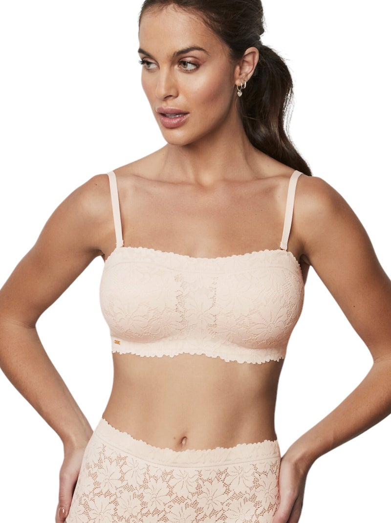 Soutien-gorge bandeau préformé ONE AND LACE Beige - Kiabi
