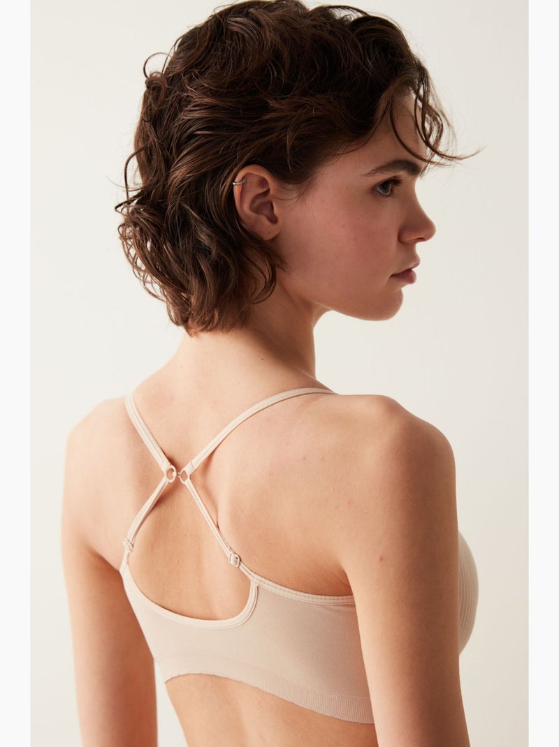 Soutien-gorge basique rembourré sans couture sans armatures penti Beige argile - Kiabi