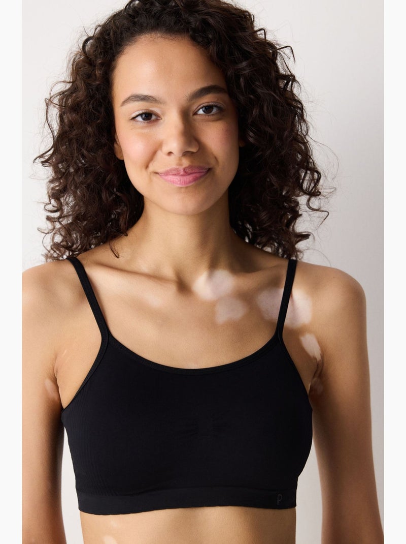 Soutien-gorge basique rembourré sans couture sans armatures penti Noir - Kiabi