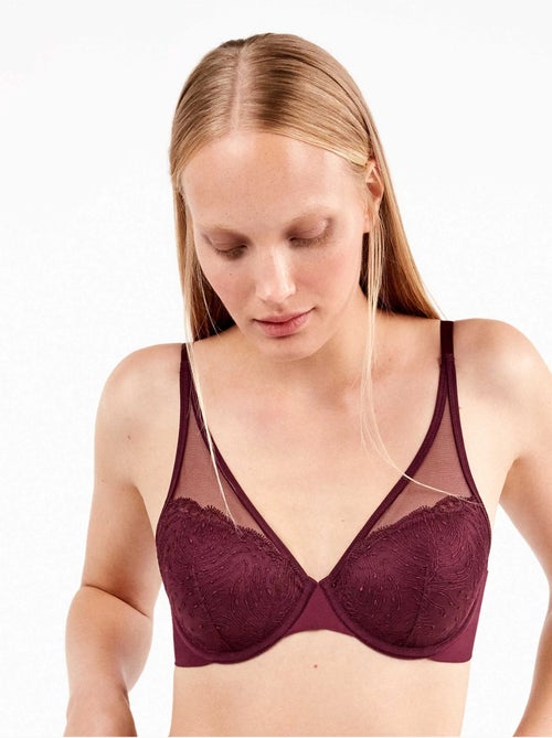 Soutien-gorge bralette capacité avec dentelle brodée - Kiabi