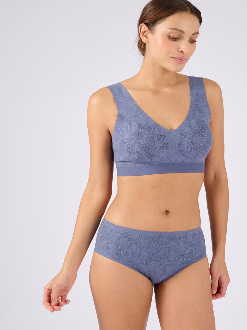 Soutien-gorge brassière effet fine dentelle, sans armatures - Damart Bleu - Kiabi