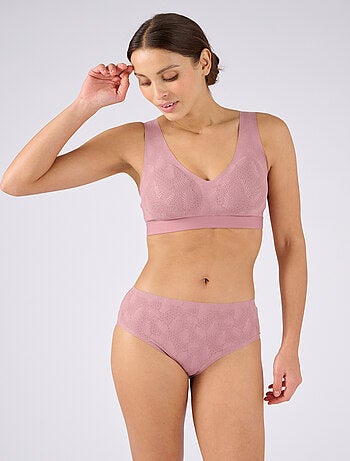 Soutien-gorge brassière effet fine dentelle, sans armatures - Damart