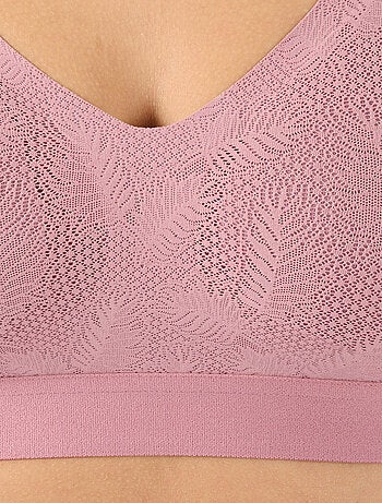 Soutien-gorge brassière effet fine dentelle, sans armatures - Damart