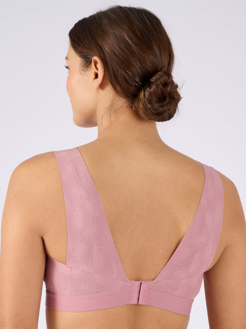 Soutien-gorge brassière effet fine dentelle, sans armatures - Damart Mauve - Kiabi