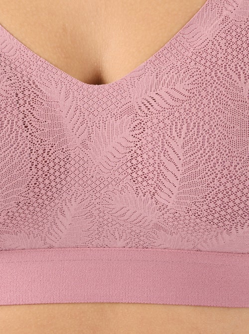 Soutien-gorge brassière effet fine dentelle, sans armatures - Damart - Kiabi