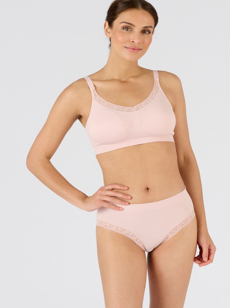 Soutien-gorge brassière sans armatures - Damart Rose - Kiabi