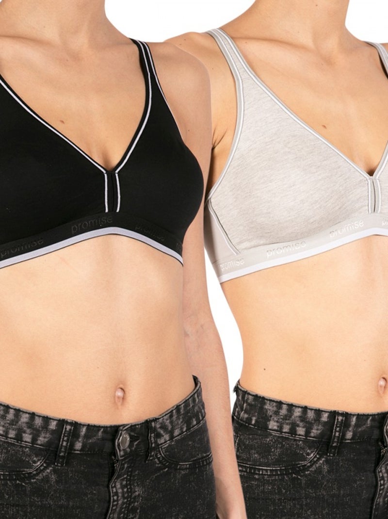 Soutien-gorge brassière sport femme lot de 2 Noir Gris - Kiabi