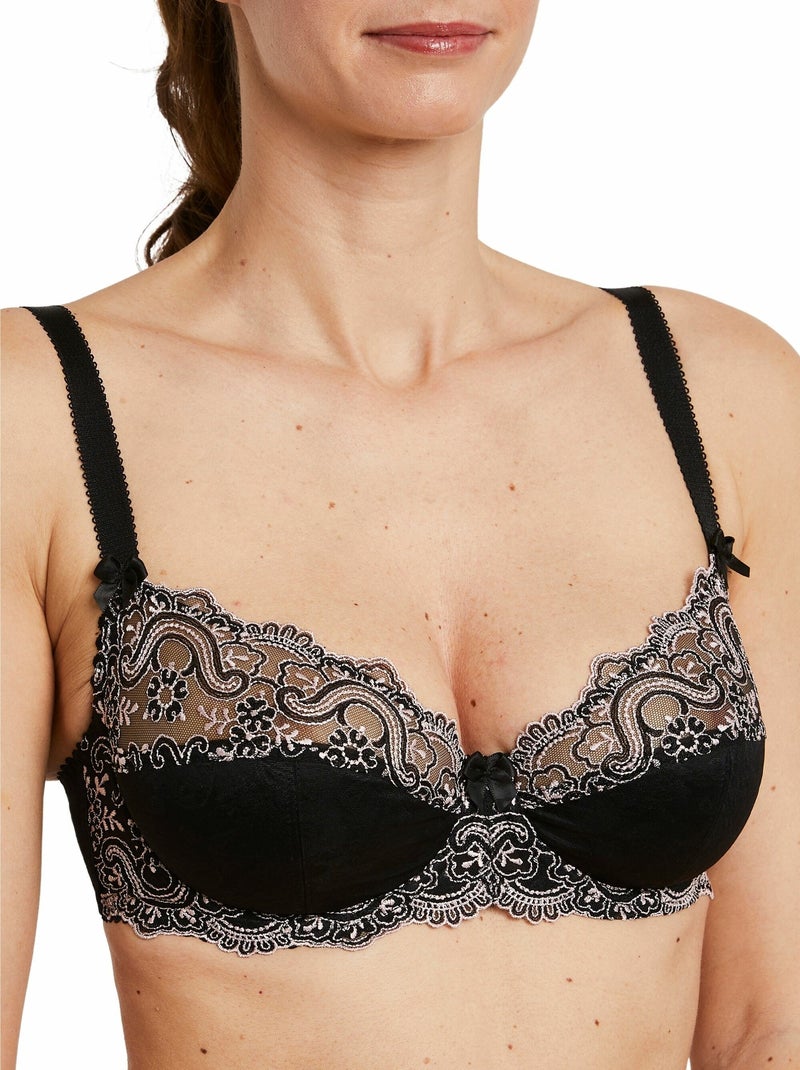 Soutien-gorge brodé avec armatures Noir - Kiabi
