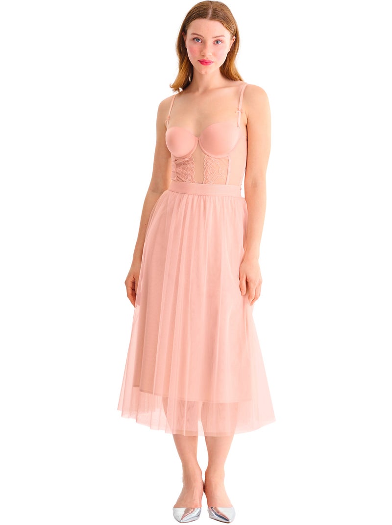 Soutien-gorge bustier balconnet préformé sugarlace Rose - Kiabi