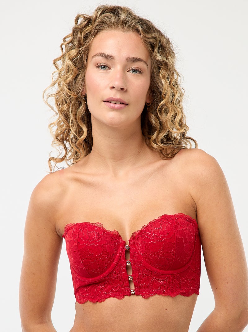 Soutien-gorge bustier en dentelle Rouge - Kiabi