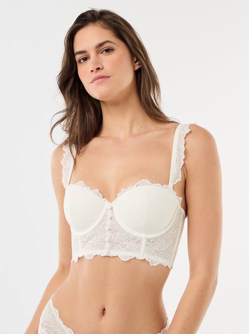 Soutien-gorge bustier en dentelle satinée - Kiabi