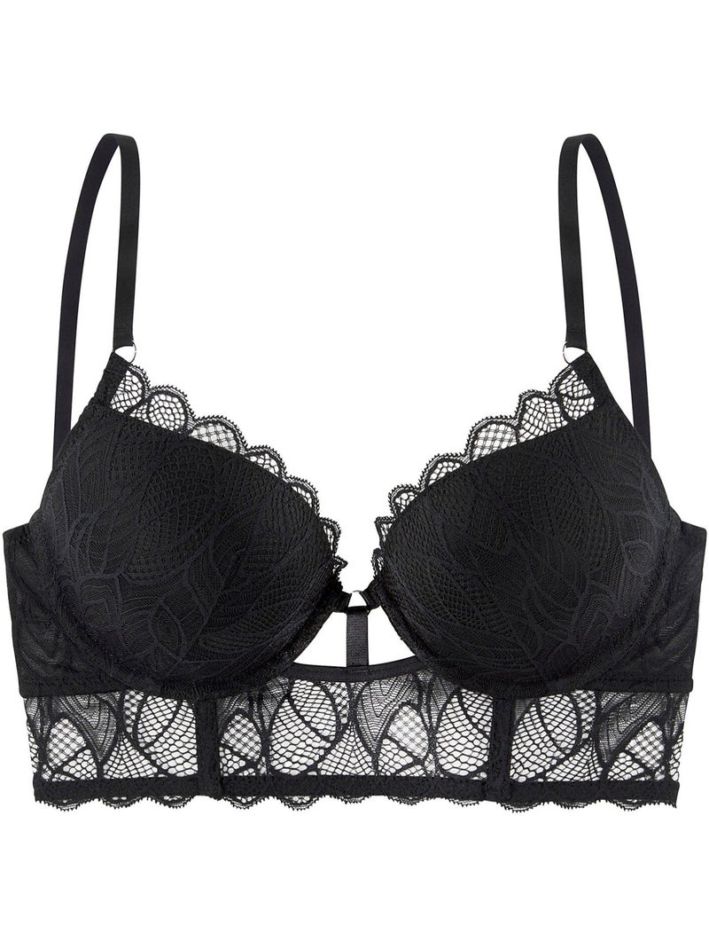 Soutien-gorge bustier push-up Alicia Noir - Kiabi