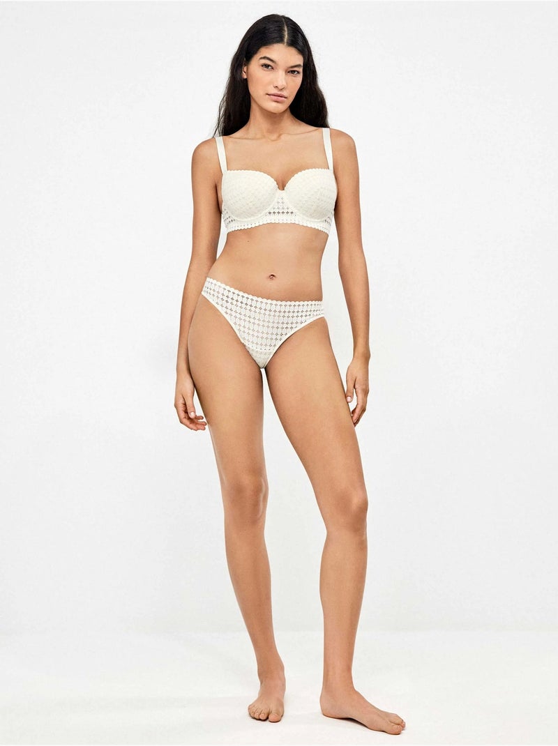 Soutien-gorge capacité de dentelle géométrique Ivoire - Kiabi
