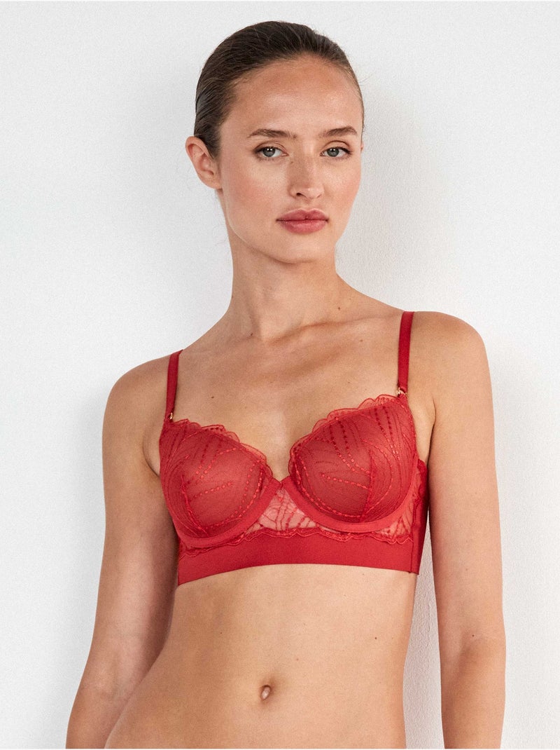 Soutien-gorge capacité dentelle Rouge - Kiabi