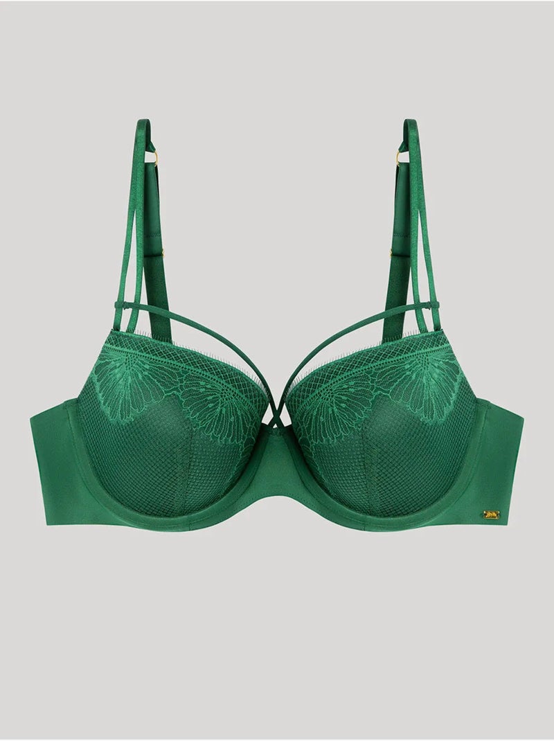 Soutien-gorge capacité sans rembourrage détail cordelettes Bleu Vert - Kiabi