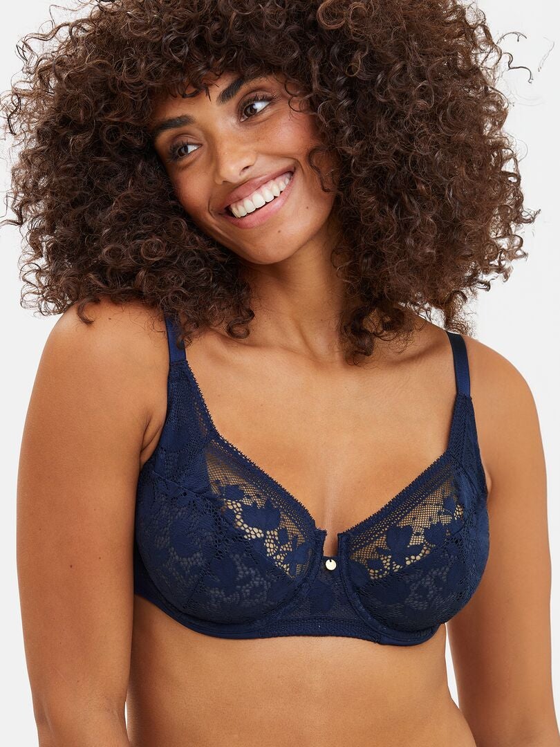 Soutien-gorge classique en dentelle 'Sans complexe' bleu marine - Kiabi