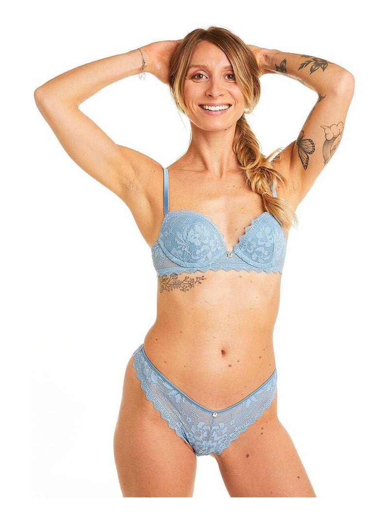 Soutien-gorge coque moulée push-up SIWA - Camille Cerf & Pomm'Poire Bleu - Kiabi