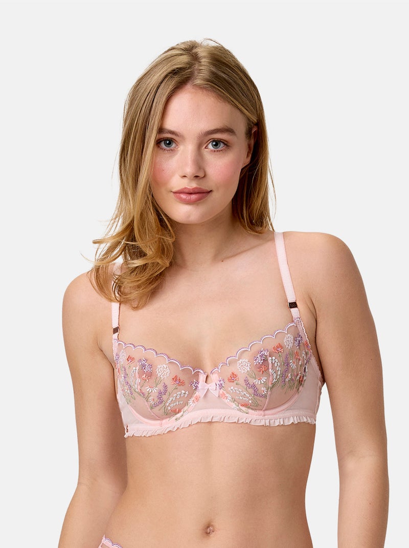 Soutien-gorge coques armatures FLORAISON - Brigitte Bardot Lingerie Rose - Kiabi