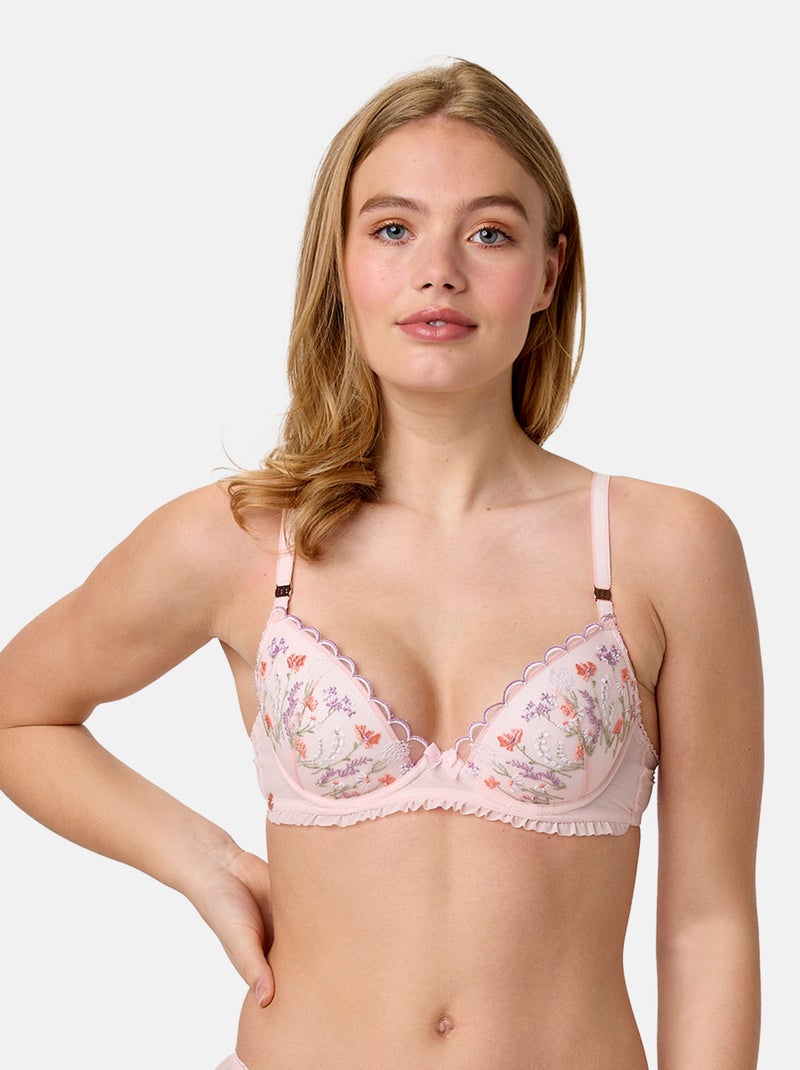Soutien-gorge coques moulées FLORAISON - Brigitte Bardot Lingerie Rose - Kiabi