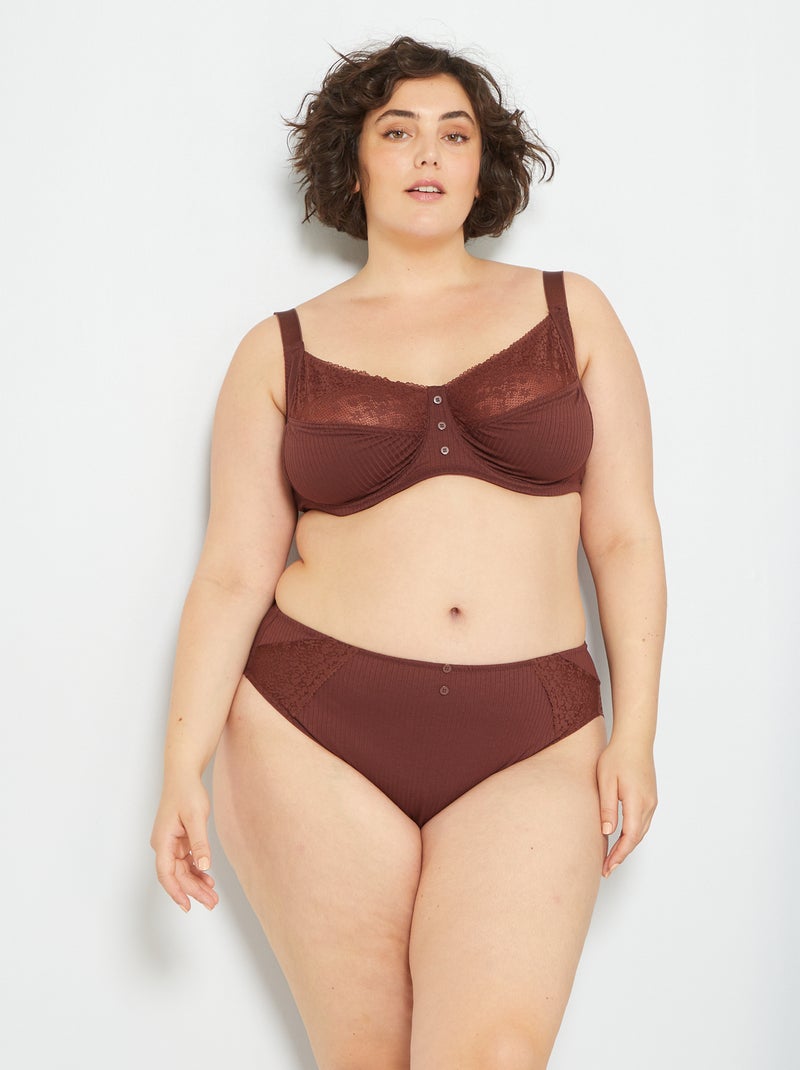 Soutien-gorge corbeille dentelle Marron - Kiabi