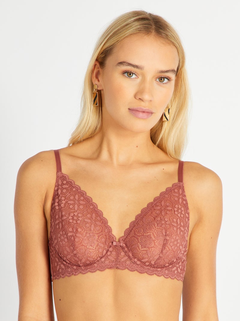 Soutien-gorge corbeille dentelle Vieux rose - Kiabi