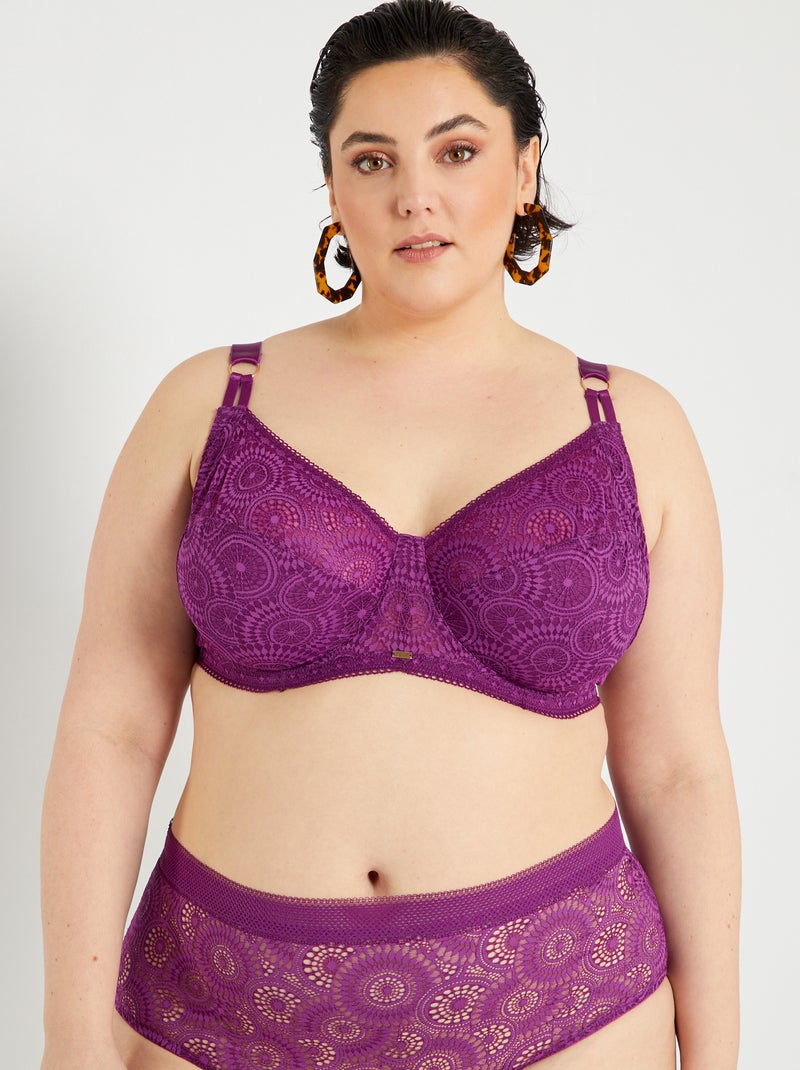 Soutien-gorge corbeille dentelle Violet - Kiabi