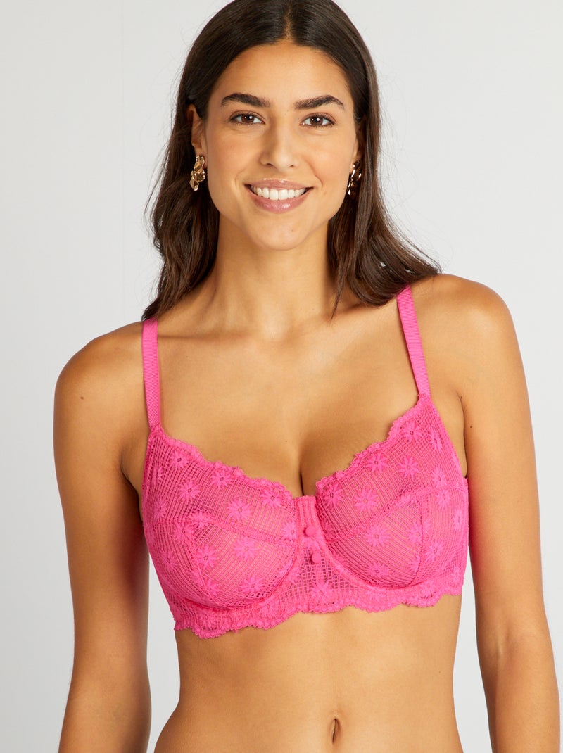 Soutien-gorge corbeille emboîtant Bonnet D&E Rose - Kiabi