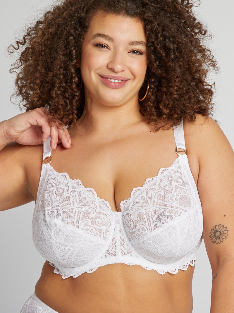 Soutien-gorge corbeille emboîtant en dentelle blanc - Kiabi