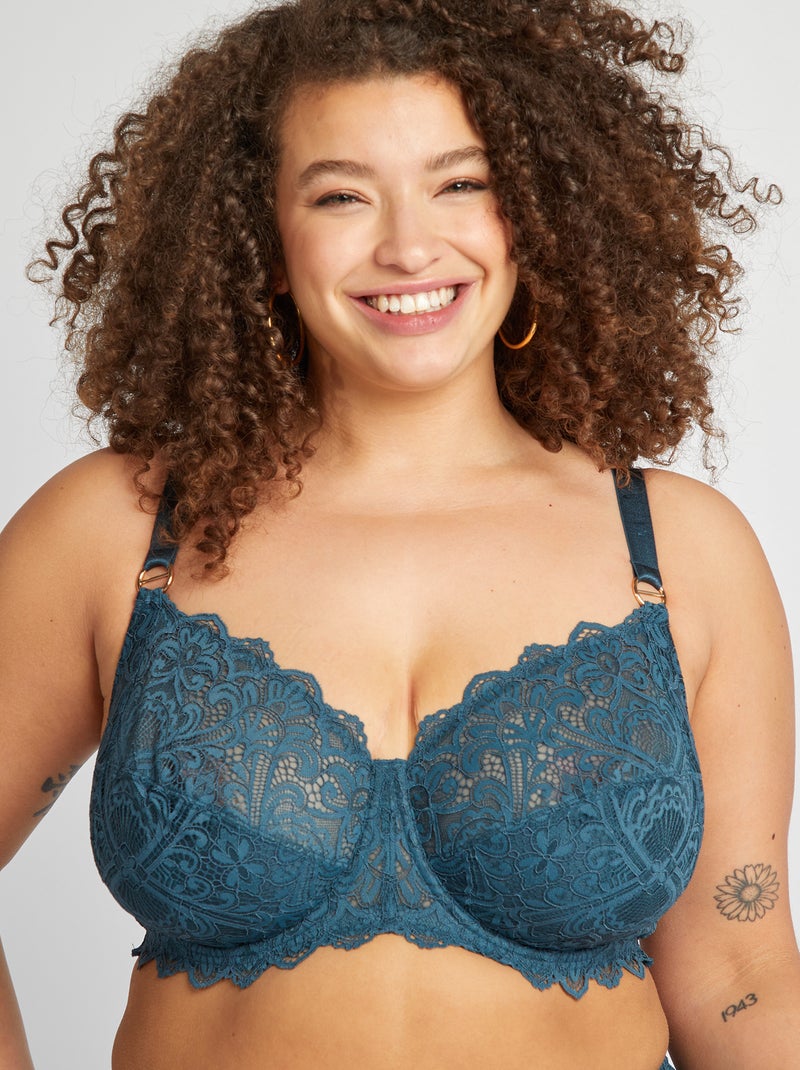 Soutien-gorge corbeille emboîtant en dentelle bleu - Kiabi