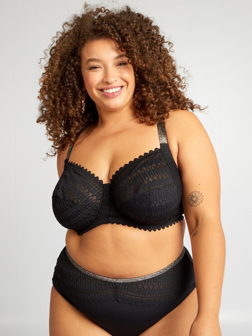 Soutien-gorge corbeille emboîtant en dentelle noir - Kiabi