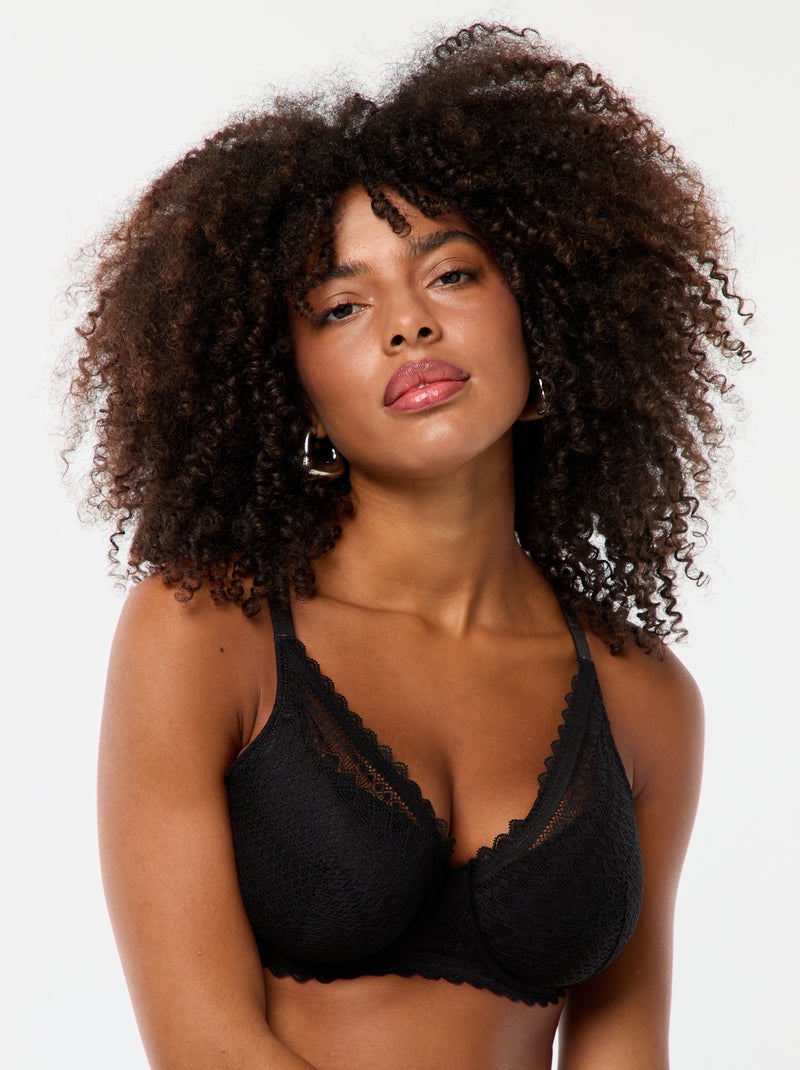 Soutien-gorge corbeille emboîtant en dentelle Noir - Kiabi