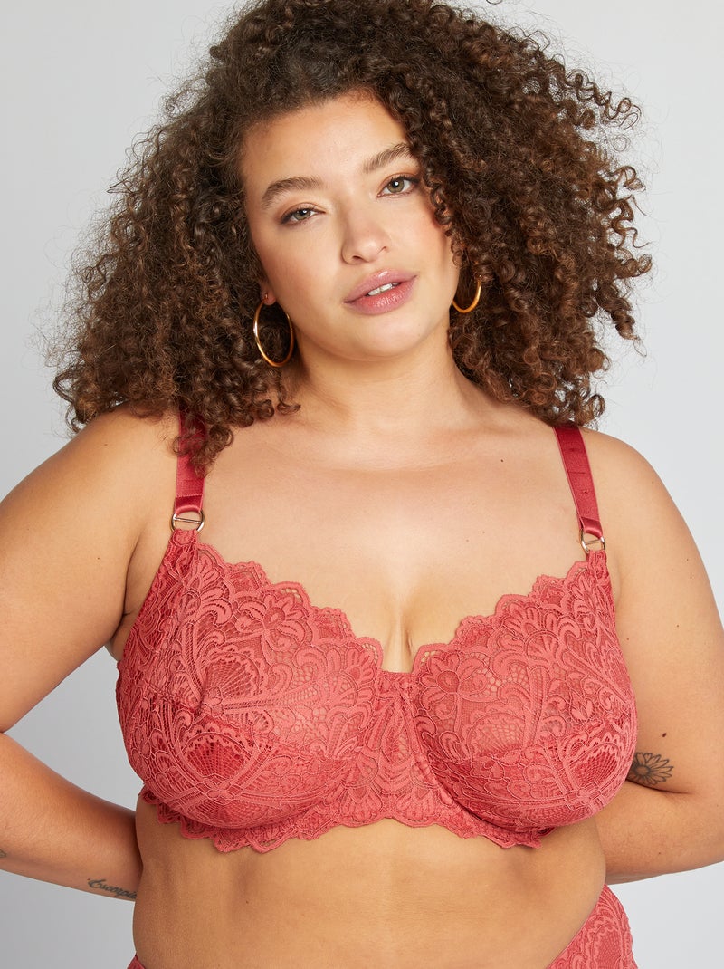 Soutien-gorge corbeille emboîtant en dentelle Rose - Kiabi