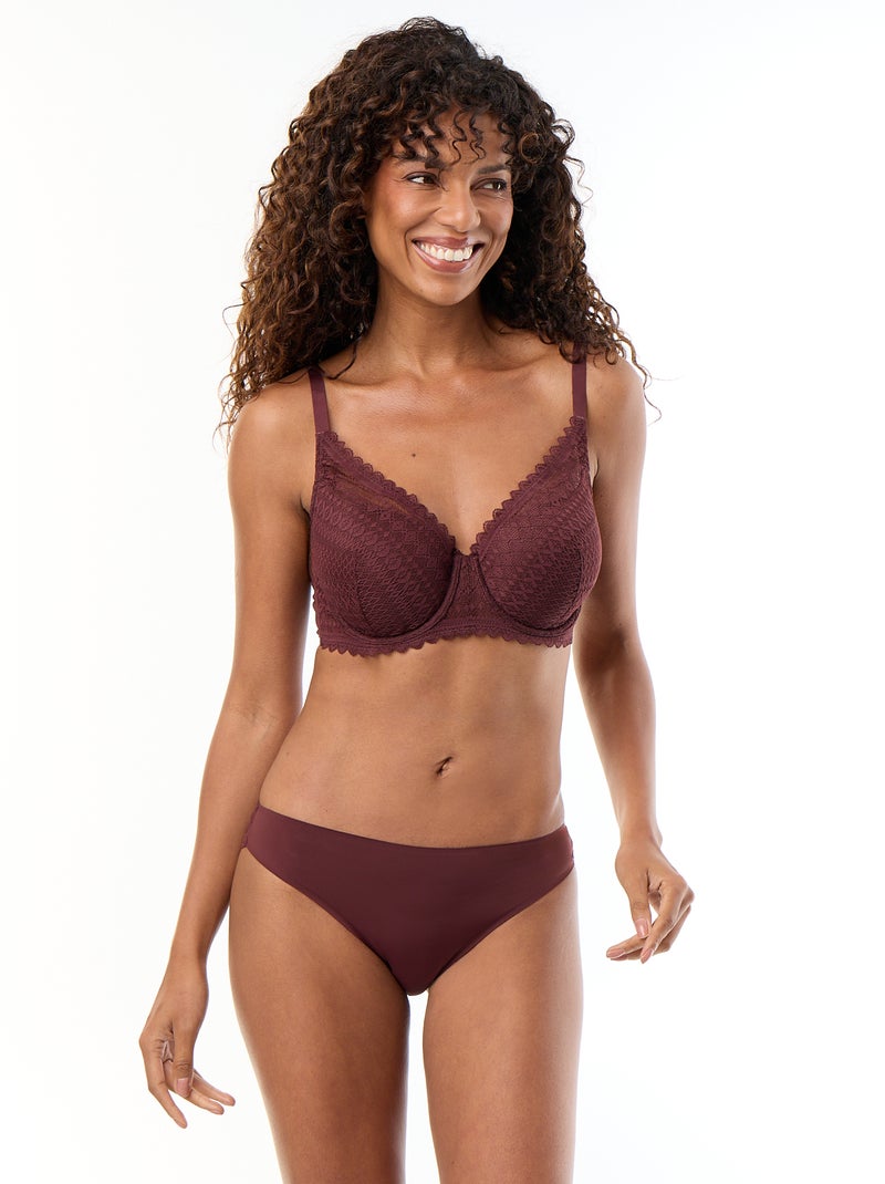 Soutien-gorge corbeille emboîtant en dentelle Violet foncé - Kiabi