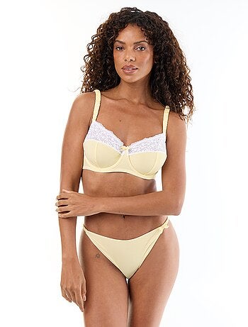 Soutien-gorge corbeille emboîtant rayé avec dentelle