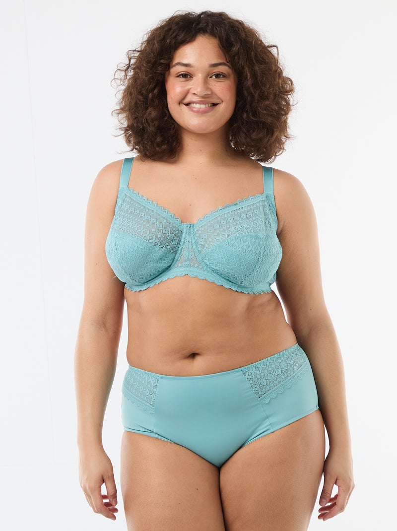 Soutien-gorge corbeille en dentelle ajourée Bleu - Kiabi
